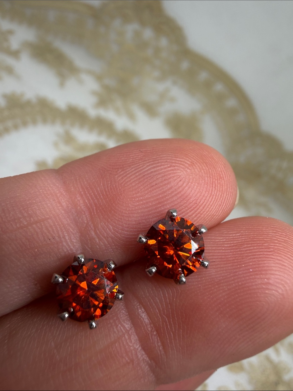 Red Moissanite 2 CTW 925 Sterling Silver 6 Prong Screw Back Studs